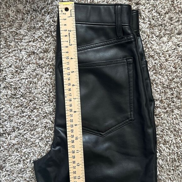 Abercrombie & Fitch Black Ultra High Ankle Straight Vegan Leather Pants SZ 24 - Picture 14 of 16